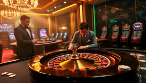 Players strategizing their bets at the LODE88 casino table, showcasing the excitement of online gambling.