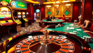 Experience the thrill of winning at https://go8f.com/ with vibrant casino tables and poker chips.