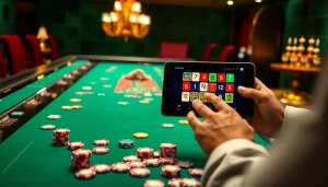 Play רמיקוב אונליין on a vibrant casino table filled with poker chips and colorful tiles.