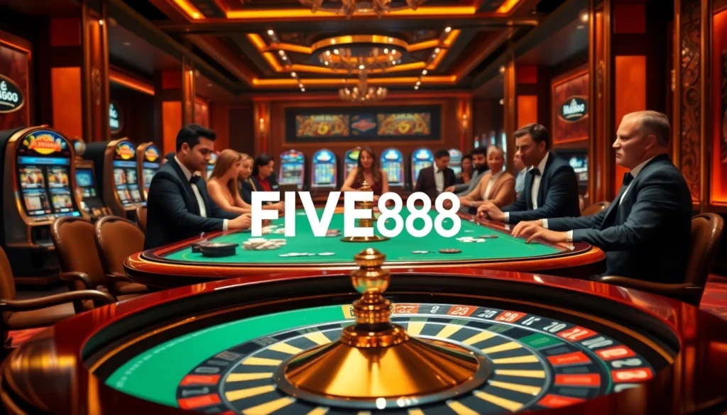 Experience high-stakes gaming at FIVE88 with dynamic poker action and vibrant casino ambiance.