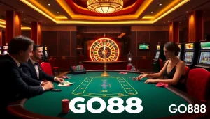Experience the thrill of GO88 with luxurious casino tables and vibrant gambling action.