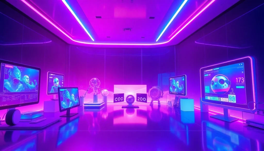 Futuristic digital landscape showcasing NSFW AI interactions and vibrant neon aesthetics.