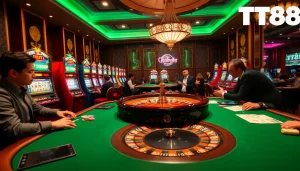 Experience the excitement at https://tt88.fund/ with players enjoying poker and vibrant slot machines.