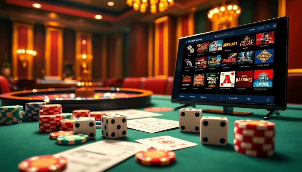 Experience thrilling gameplay at https://nk88net.com/ with vibrant casino tables and poker chips.
