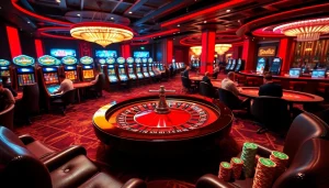 Experience high-stakes gambling at the SODO casino scene with tables, chips, and roulette.
