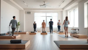 台東でのピラティスセッション。多様な参加者と落ち着いたスタジオの雰囲気を映す。