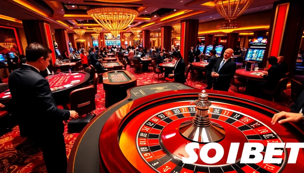 Experience thrilling gameplay at SOIBET with vibrant casino tables and engaging players.