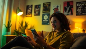 Engaging scene of a user exploring the Spotify mod app on a mobile device.