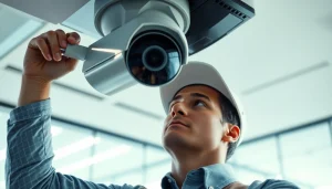 Commercial CCTV installations In Texarkana by a professional technician in a modern office.