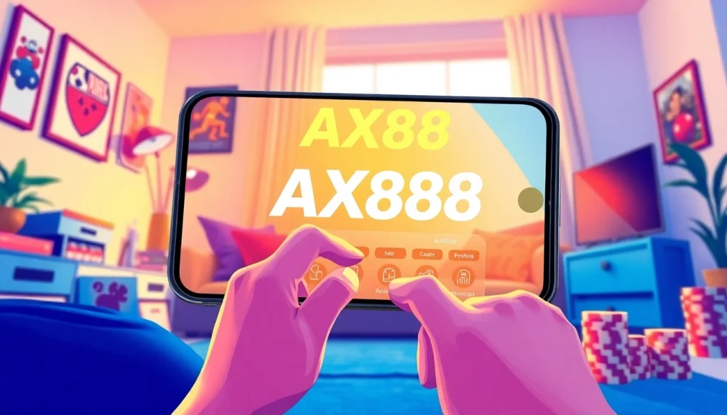 Trải nghiệm chơi game đắm chìm với AX88 APK trên điện thoại thông minh, thể hiện giao diện thân thiện với người dùng và bầu không khí sống động.