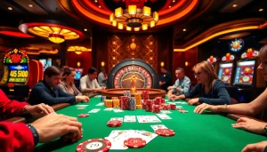 Experience thrilling card games at 79king com with vibrant poker chips and players in action.