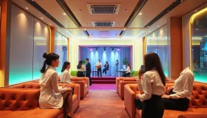 Suwon shirt room featuring a luxurious interior with elegant managers in stylish shirts and an inviting atmosphere.