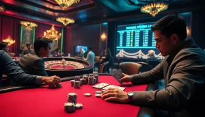 High-stakes gambling scene featuring poker and roulette elements, inspired by https://ecogreenbuilders.in/contact/.