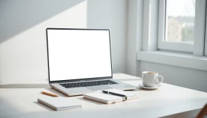 Bright white full screen displayed on a modern laptop in a serene workspace, promoting focus and productivity.