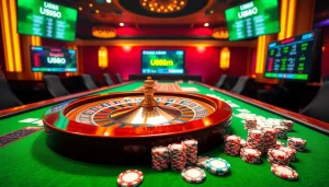 Experience high-stakes gaming with u888 com in a vibrant casino scene showcasing roulette and poker.