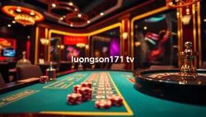 Engaging online gambling scene featuring luongson171tv with poker chips and vibrant casino elements.
