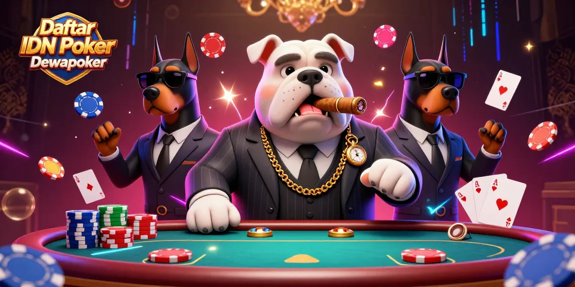 Engage with Daftar IDN Poker Dewapoker illustrated through luxurious poker ambiance featuring dynamic characters.